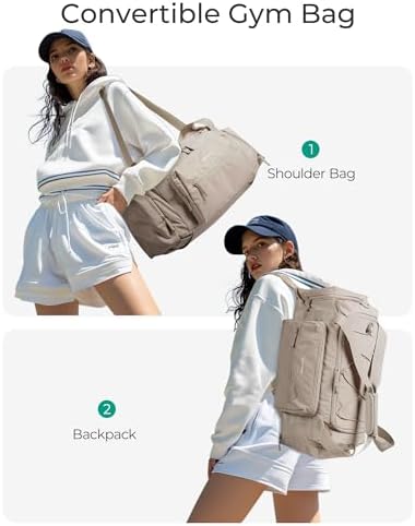 BAGSMART 4-IN-1 Gym Bag for Women,TSA Lightweight Duffle Bag for Travel with Shoe Compartment & Wet Pocket, 30L Carry On Weekender Bags for Women,Water Resistant Travel Duffel Backpack,Camel - Image 2