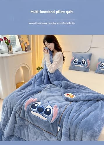 Travel Blanket and Pillow - 2 in 1 Airplane Blanket Compact with Soft Bag Pillowcase for All Season Soft Flannel Throw Blankets for Bed, Sofa 75"x57" - Image 2