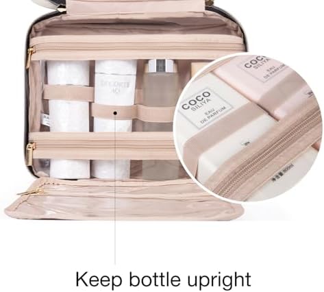 BAGSMART Toiletry Bag Travel Bag with Hanging Hook, Water-resistant Makeup Cosmetic Bag Travel Organizer for Accessories, Shampoo, Full-size Container, Toiletries (Black, Medium) - Image 3