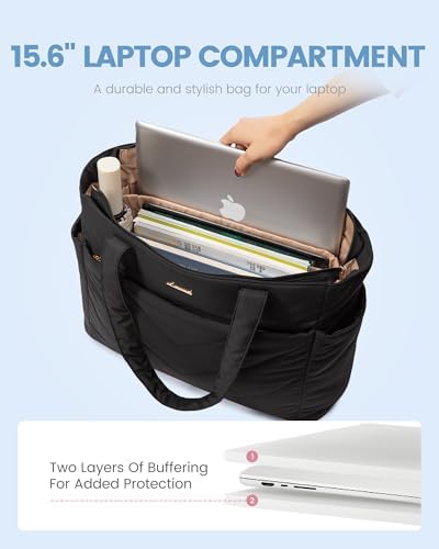 LOVEVOOK Tote Travel Bag for Women, Puffer Work Handbag with Zipper for Teacher Nurse, Quilted Laptop Shoulder Gym Bag Cute - Image 4