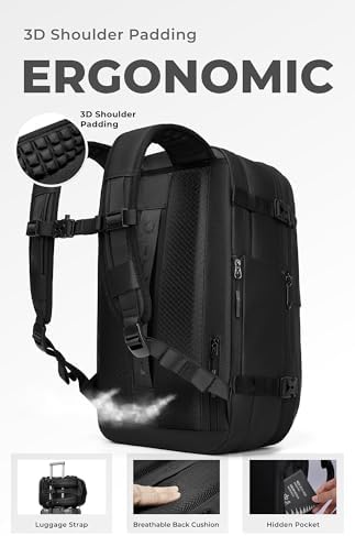 AirVault Vacuum Seal Travel Backpack 60L - Expandable Air Compression Vacuum System, Airback, Vacpack, Water-Resistant, Carry-On with TSA Lock Fits 19" Laptop, Backvac (Black) - Image 5