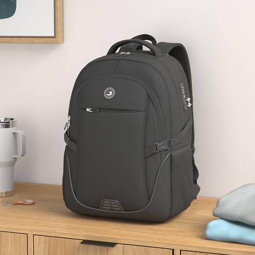 SHRRADOO Anti Theft Laptop Backpack Travel Backpacks with usb Charging Port for Women Men College Backpack Computer Bag Fits 17 Inch Laptop,Grey - Image 2