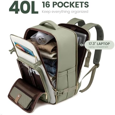 LOVEVOOK Travel Backpack For Women,40L Carry On Backpack Flight Approved,TSA Personal Item Travel Bag Fits 17 Inch Laptop,Business Weekender Overnight Daypack with Toiletry Bag and Cubes - Image 2