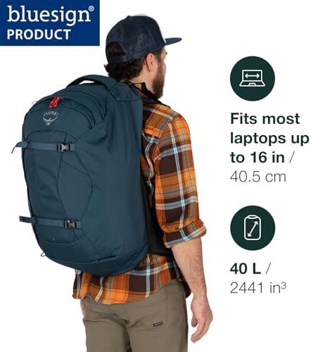 Osprey Farpoint 40L Men's Travel Backpack, Muted Space Blue - Image 2