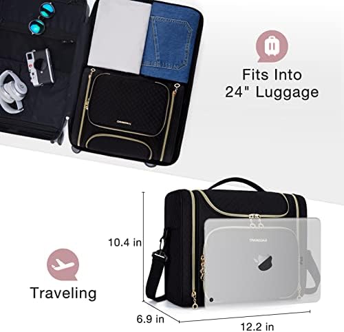 BAGSMART Toiletry Bag, Travel Toiletry Bag for Women, Water-resistant Cosmetic Makeup Bag, Large Capacity Door Room Essentials Travel Organizer for Full Sized Toiletries and Cosmetics, Black - Image 6