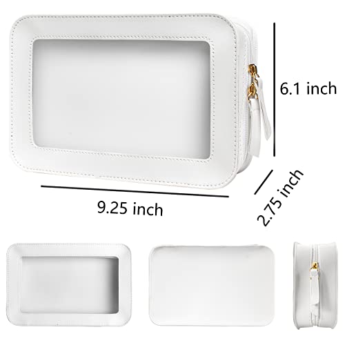LETGO Clear Makeup Bags, TSA Approved Toiletry Bag with Zipper, Clear Makeup Organizer Fit Carry-on Travel Essentials,Clear Cosmetic Bags for Women Men (C-Beige) - Image 2