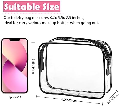 TSA Approved Toiletry Bag, 3 Pack Clear Travel Bags for Toiletries, Quart Size Makeup Cosmetic Bag Organizer for Women Men Travel Accessories(Black) - Image 3