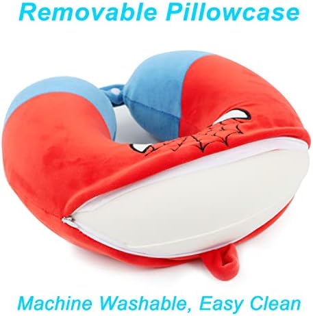 Superhero Travel Pillow for Kids & Adults with Sleep Eye Mask, Memory Foam U-Shaped Neck Pillow with Washable Cover, Soft Head Support Travel Accessories for Airplane Car Train Bus Recline, Red - Image 3