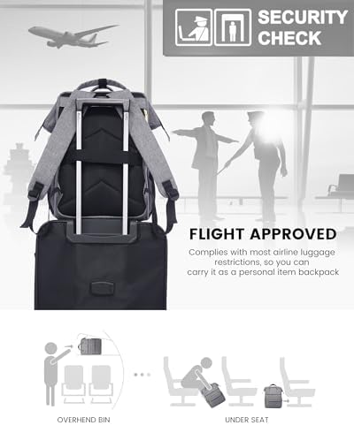 LOVEVOOK 17.3 Inch Laptop Backpack, Large Travel Backpack for Women, Water Resistant Teacher Backpack with Laptop Compartment, Professional Business Work bags with Charger, Austere Grey - Image 6