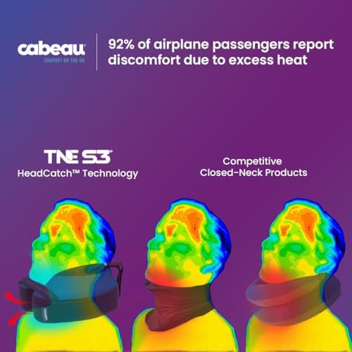 Cabeau Travel Neck Pillow for Airplanes – The Neck’s Evolution, TNE S3 – Supportive Memory Foam Design for Long Haul Flights – Attachable Seat Straps and 360° Support (Amsterdam Rainbow) - Image 3