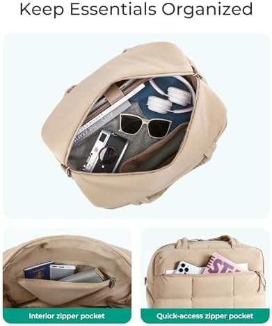 BAGSMART Gym Bag for Women, Carry on Travel Duffel Bag, Water-resistant Weekender with Shoe Compartment, Camel - Image 3