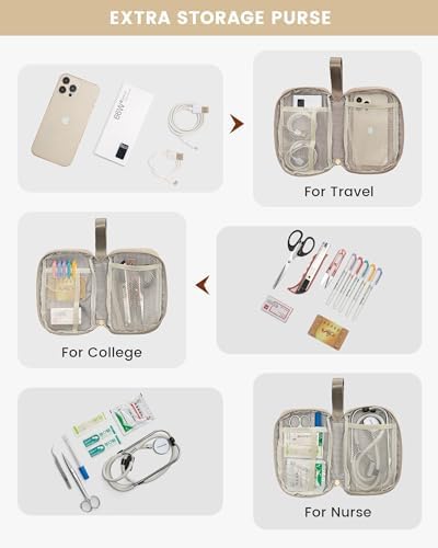 LOVEVOOK Laptop Backpack for Women, 15.6 Inch Work Laptop Bag with USB Port, Fashion Teacher Nurse Backpack Purse, Waterproof Travel Computer Backpack with Organizer Bag, 2PCS, Beige-Khaki - Image 7