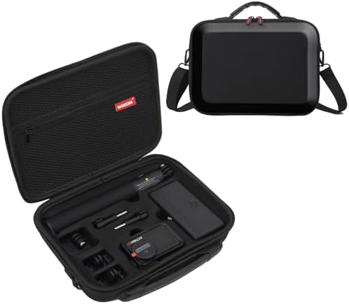 Father&I Osmo Camera 5 Pro Len Action 4 Action 3 Accessories&Adhesive Mount&Stick Thread Only Carry-ing Protective Case Hard Storage Bag Holder Outdoor for DJI Crossbody&Two Way Zipper, Black
