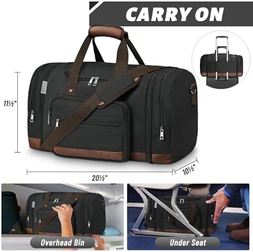 Duffle Bag for Travel,Overnight Weekend Gym Carry On Luggage Bag, 50L Travel Duffel Bag for Men Women, Expandable Spacious Travel Duffel Bag, Black - Image 4