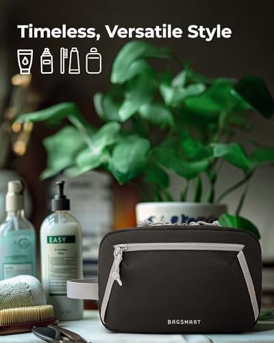 BAGSMART Travel Toiletry Bag for Men and Women, Water-resistant Small Hygiene Organizer for Bathroom Shower, Black - Image 7