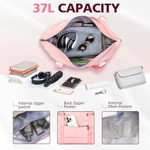TOPBAG Travel Duffle Bag, Waterproof Weekender Bag Carry On Tote Bags for Women, Duffel Bag Sport Gym Bag for Men, Hospital Bag for Labor and Delivery, Overnight Bag Luggage Bag with Trolley Sleeve - Image 3
