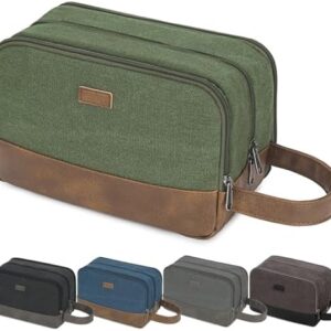 WANDF Travel Toiletry Bag for Men Large Toiletries Shaving Bag Water Resistant Hanging Dopp Kit Travel Accessories Bag for Women Men (Green)