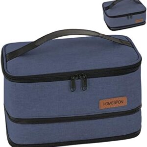 HOMESPON Expandable Lunch Bag for Men Women Insulated Lunch Box Holder with Handle for Picnics Work Travel(Blue)