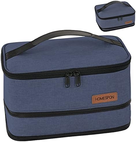 HOMESPON Expandable Lunch Bag for Men Women Insulated Lunch Box Holder with Handle for Picnics Work Travel(Blue)