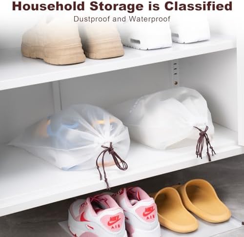 Hoewina Transparent Shoe Bags for Travel with Rope 8PCS Large Clear Shoe Bag Storage 11.8in X 15.7in Portable Travel Shoe Bags for Men and Women - Image 7