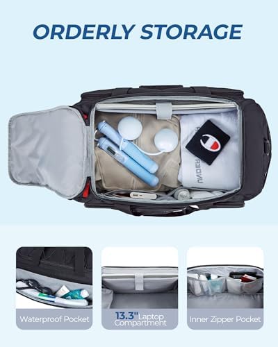 BAGSMART Gym Bag for Women & Men, 35L Sports Travel Duffel Bag with Shoe Laptop Compartment,Anti-Theft Carry On Weekender Bag for Airplane,Workout Overnight Backpack for Travel,Black - Image 4