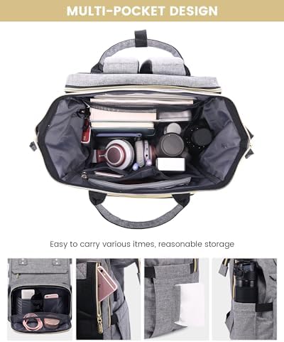 LOVEVOOK 17.3 Inch Laptop Backpack, Large Travel Backpack for Women, Water Resistant Teacher Backpack with Laptop Compartment, Professional Business Work bags with Charger, Austere Grey - Image 9