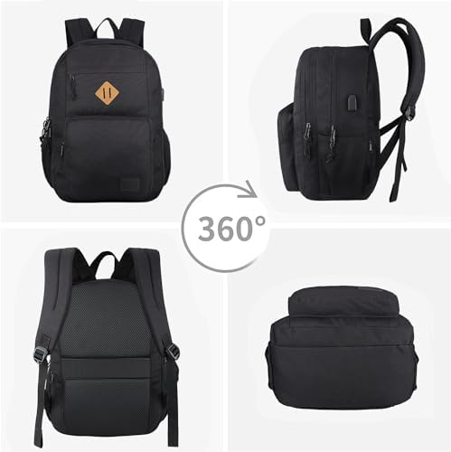 KEOFID Travel backpack for Men and Women, Anti Theft Laptop Backpack with USB Charging Port for Work, Large Bag for College, Water Resistent(Black) - Image 7