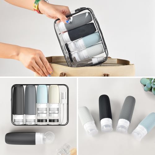 Travel Size Toiletries (18 Pack), TSA Approved Silicone Containers jar Kit, Airplane Essentials Toiletry Bottles Bag, Leak Proof Refillable Accessories for Conditioner, Shampoo, Lotion & Body Wash - Image 6