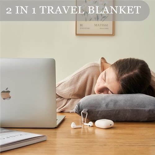 Commollis 2-in-1 Travel Blanket & Pillow for Airplane, Car, Train - Warm Compact Flight Blanket with Luggage Strap & Backpack Clip, Machine Washable, All-Season Use - Image 7