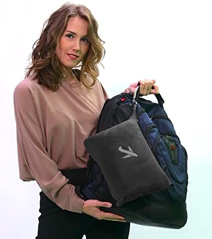 BlueHills Travel Blanket Pillow in Mini Soft Packable Case Premium Plush Airplane Blanket in Portable Compact Pack with Luggage Belt and Carabiner Long Flight Throw Essentials Lightweight- Black M05 - Image 7