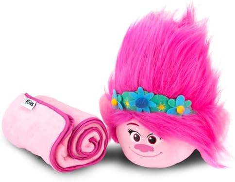 Trolls Armrest Buddy Stuffed Plush Travelling Toy with Blanket 13” - Kids Ultimate Travel Pillow Companion Set (Queen Poppy) - Image 9