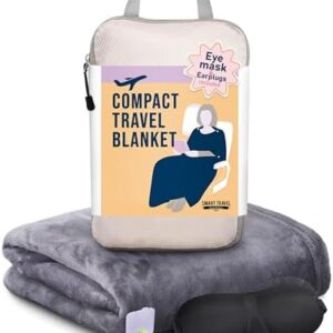 SMART TRAVEL Travel Products Cozy Warm Compact Travel Blanket Travel Blanket Airplane Compact with Bag Travel Essentials for Airplane Long Flight Essential for Woman,Men,Kids
