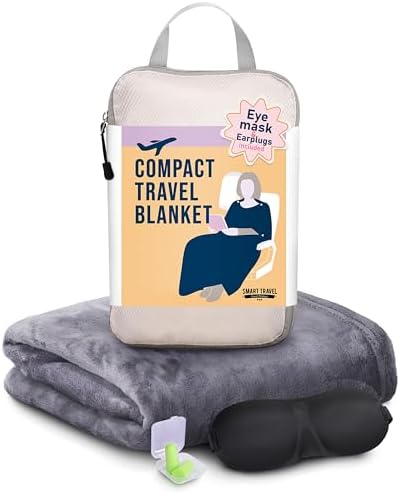 SMART TRAVEL Travel Products Cozy Warm Compact Travel Blanket Travel Blanket Airplane Compact with Bag Travel Essentials for Airplane Long Flight Essential for Woman,Men,Kids