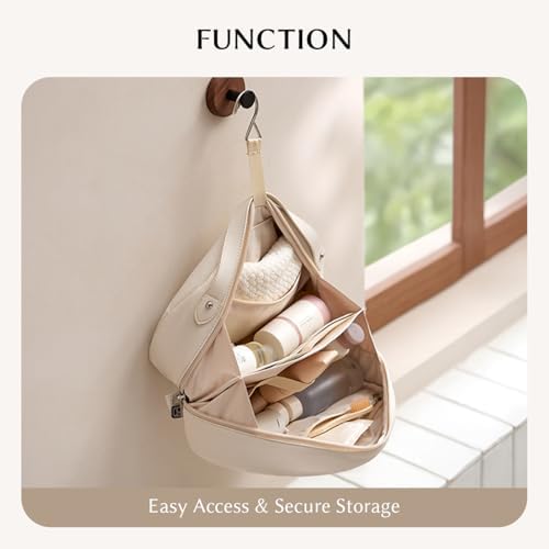 EACHY Toiletry Bag for Women, Large-Capacity Travel Makeup Organizer with Dry & Wet Separation, Portable Cosmetic Bag, Waterproof Design (Brown, L) - Image 3