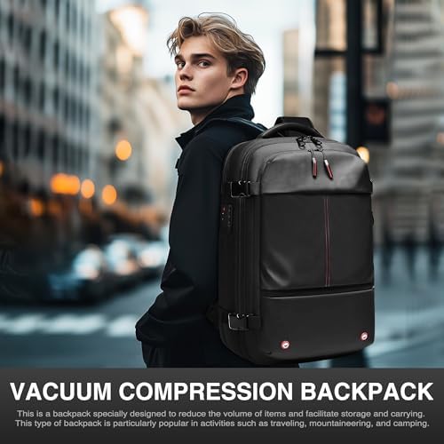 Vacuum Backpack Travel, Airback Vacuum Compression Travel Backpack with Pump, Water Resistant & TSA Anti Theft, Ideal for Travel/Camping/Laptop (With Electric Air Pump & Black) - Image 8