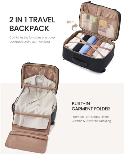 LOVEVOOK Travel Backpack for Women Men with Garment Bag, 40L Carry on Backpack as TSA Personal Item Flight Approved, Luggage Daypack Fits 17.3" Laptop, Overnight Business Weekender Travel Essential - Image 3