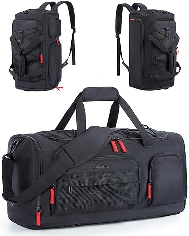 BAGSMART Gym Bag for Women & Men, 35L Sports Travel Duffel Bag with Shoe Laptop Compartment,Anti-Theft Carry On Weekender Bag for Airplane,Workout Overnight Backpack for Travel,Black