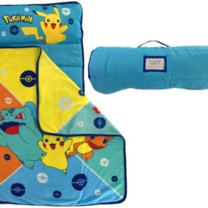 Pokemon Anime 24"(W) X 45"(L) Soft Toddler Nap Mat with Pillow and Blanket Perfect for Preschool, Daycare, and Travel (100% Official Licensed Product)