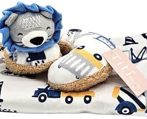 TITI with Love Reversible Baby Blanket and Pillow Set – Lion Baby Blanket with Neck Pillow for Infants, Toddlers, and Travel, 37x27 in