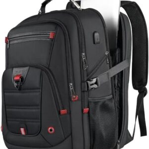 Z-MGKISS Extra Large Travel Backpack, 52L TSA Backpack 17.3 Inch, Anti-Theft 17 Inch Big Business Laptop Backpack for Men & Women, Water Resistant College Rucksack Bag with USB Port, Black