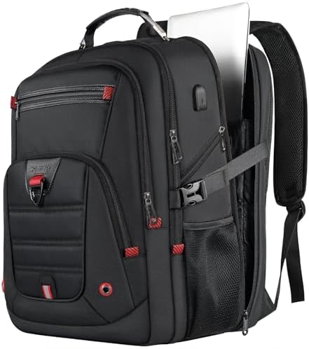 Z-MGKISS Extra Large Travel Backpack, 52L TSA Backpack 17.3 Inch, Anti-Theft 17 Inch Big Business Laptop Backpack for Men & Women, Water Resistant College Rucksack Bag with USB Port, Black