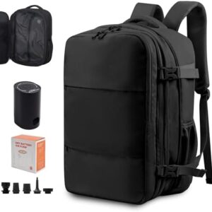 Vacuum Compression Backpack for Travel, Expandable Travel Backpack Business Bag with Compression, Fits 17 inch Laptop, Waterproof, for Men and Women – Black