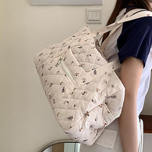 Cute Tote Duffel Bags Women White Flower Travel Duffel Bag Weekender Overnight Duffel Travel Carry On Purses for Women Work Diaper Gym Tote Hospital Bag for Labor Delivery - Image 5