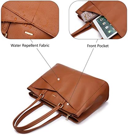 Laptop Tote Bag for Women,15.6 Inch Waterproof Computer Bags Women Business Office Work Bag Briefcase, Brown - Image 2