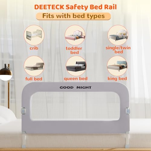 Bed Guard Rail for Toddlers - 47" Adjustable Heights & Folding up Portable Bed Railing for Baby - Toddler Bed Rails Guard for Crib, Twin, Bunk,Full Size, Queen & King Bed(Grey) - Image 6