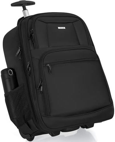 Rolling Business Backpack Fits Up to 18 Inch Laptop Trolley Bag Waterproof Wheeled Travel Bag Black - Image 7