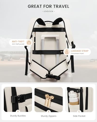 LOVEVOOK Travel Backpack For Women with Waist Strap, 40L Carry On Backpack Luggage Flight Approved,TSA Personal ltem Travel Bag Essentials Fits 17.3 Inch Laptop,Weekender Daypack with 3 Packing Cubes - Image 8
