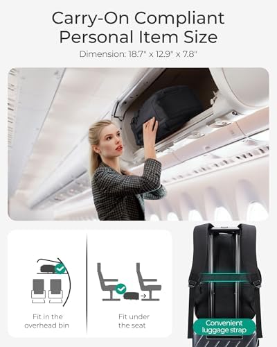 BAGSMART Travel Backpack for Men Women, Carry On Backpack Flight Approved TSA Friendly with USB Charging Hole Lightweight Weekender Bag Casual Daypack 17.3 Inch Laptop Business Work Backpack, Beige - Image 5