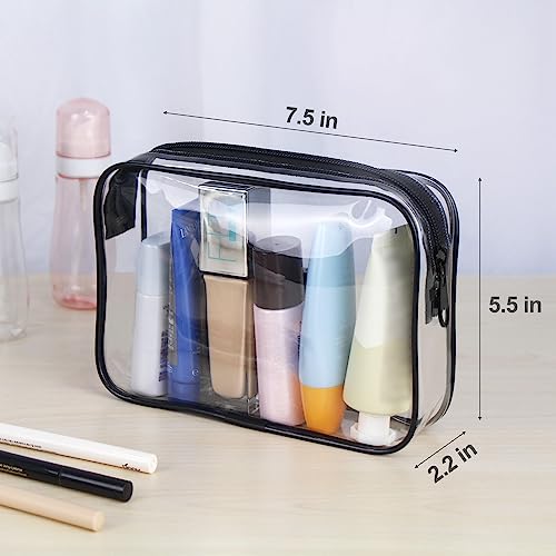 Wedama TSA Approved Toiletry Cosmetic Bags for Men and Women 2 Pack with Zipper Carry on Airline Airport Travel Accessories, PVC Makeup Bags, Quart Size-Black - Image 2