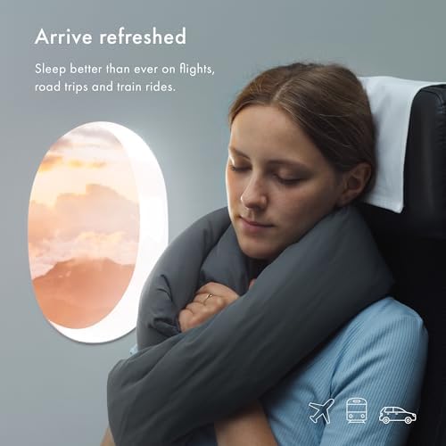 Huzi Infinity Pillow - Home Travel Soft Neck Scarf Support Sleep (Grey) - Image 6